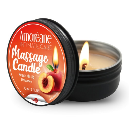 Amoréane massage candle with packaging on a white background