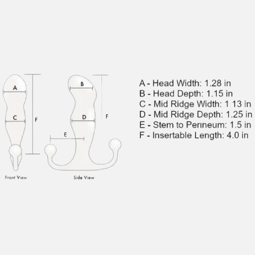 Measurement chart for a product with labeled dimensions on a white background
