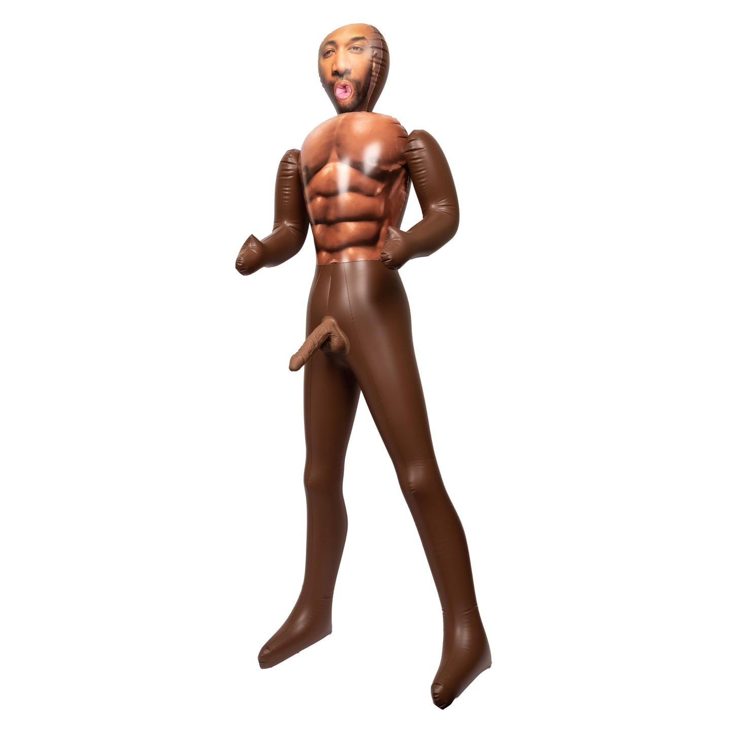 Brown inflatable figure on a white background