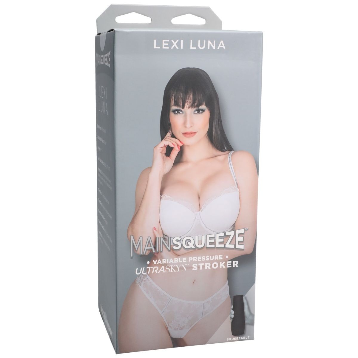 Lexi Luna Mainsqueeze product packaging with a model wearing lingerie.