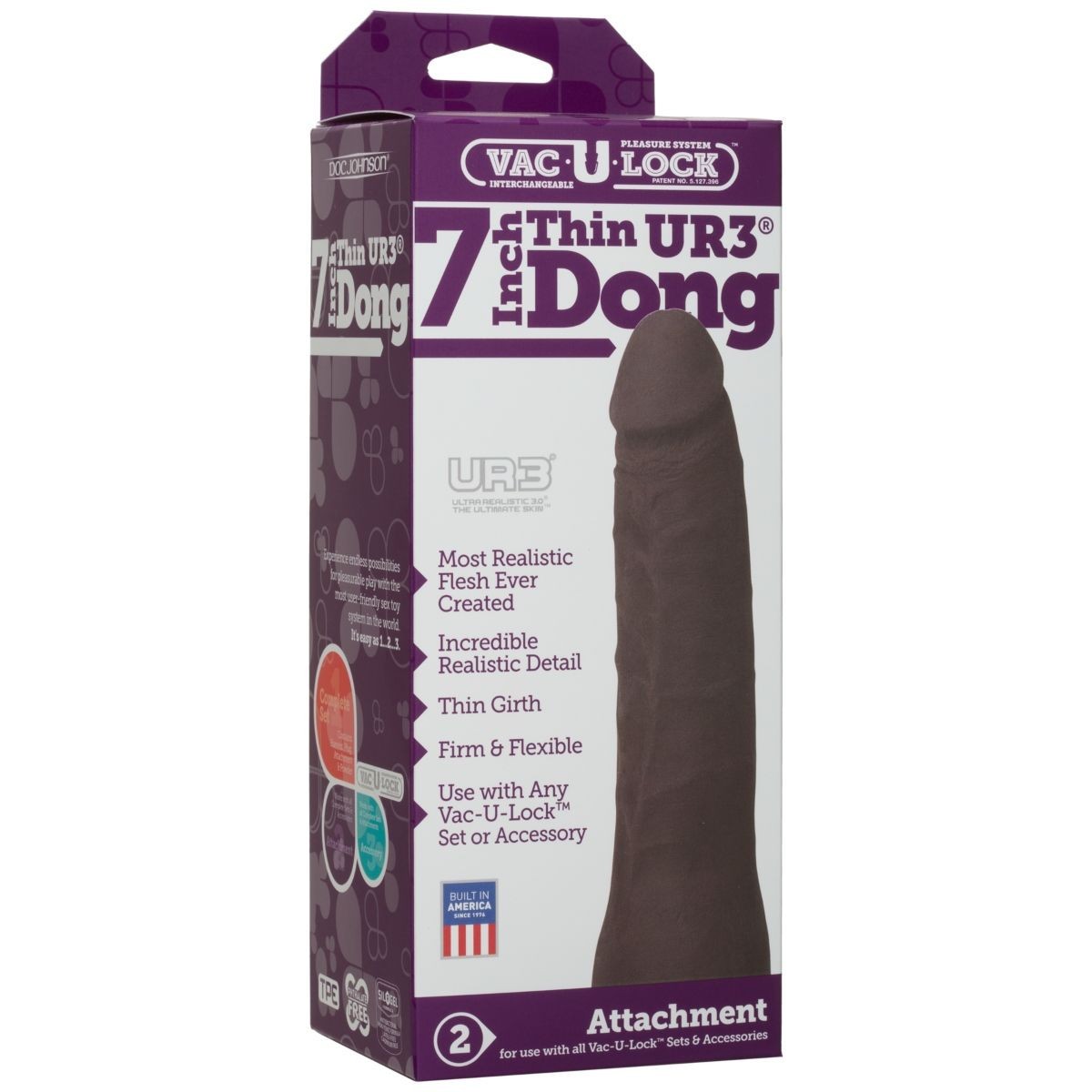 Doc Johnson Naturals 7 Inch Thin Dong Ultraskyn Dildo Cock Strap-On Vac-U-Lock