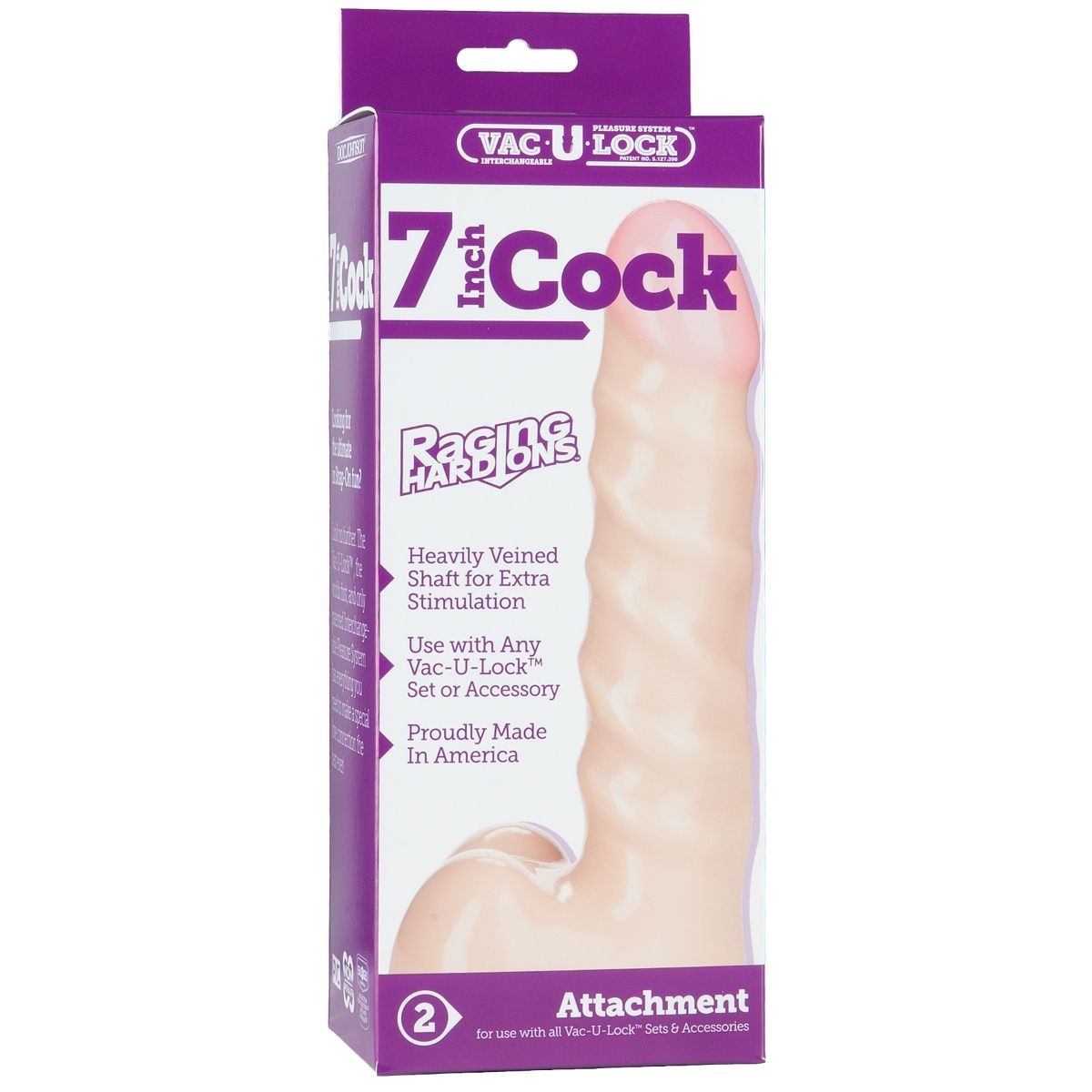Vac-U-Lock 7 Inch Cock attachment packaging on a white background