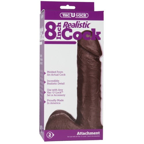 Vac-U-Lock 8-inch realistic cock attachment packaging on a white background