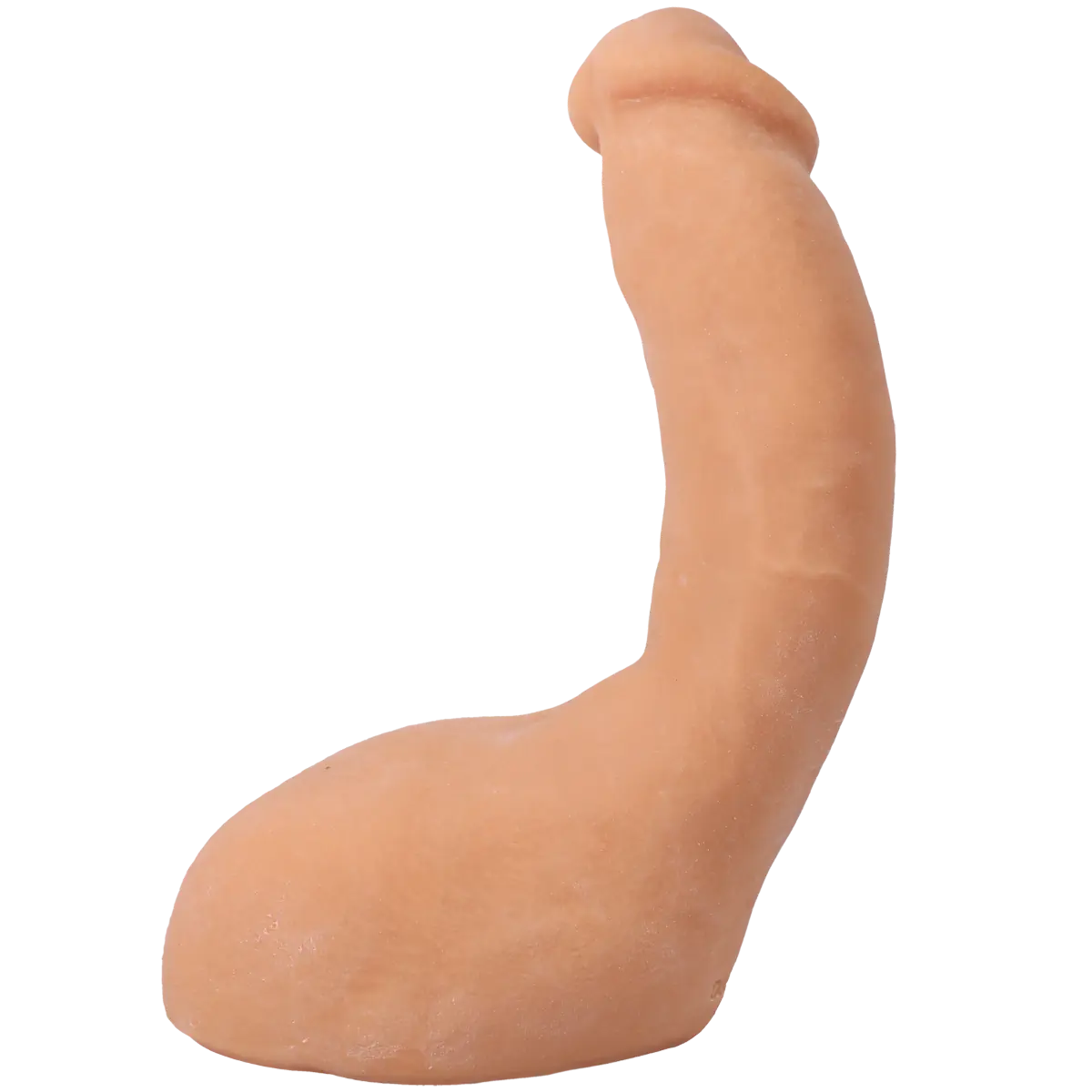 Realistic silicone penis on a white background