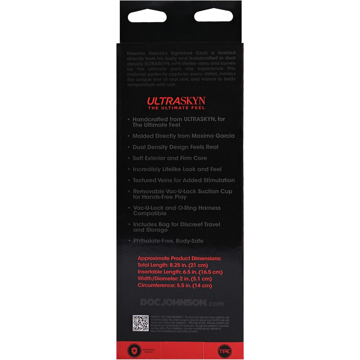 Doc Johnson Signature Cocks Maximo Garcia Ultraskyn Vac-U-Lock Suction Cup Dildo
