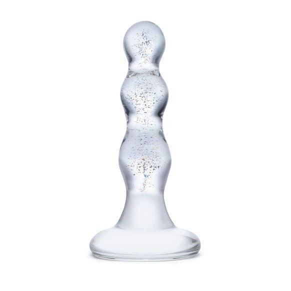 Gläs 4 Inch Triple Play Beaded Handblown Glass Anal Butt Plug Training Sex Toy