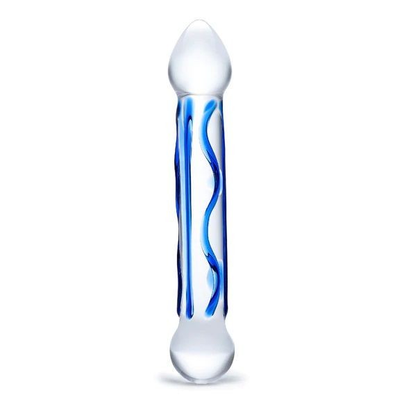 Gläs 6.5 Inch Full Tip Texture Dual End Handblown Glass Cock Dildo Anal Massager