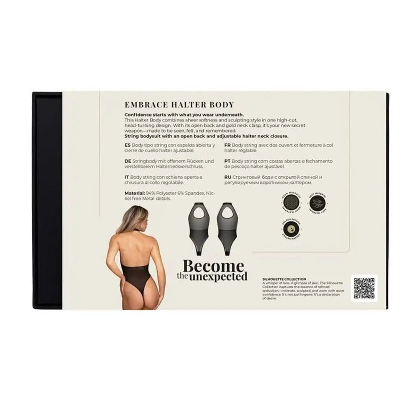 Guilty Pleasure Silhouette Collection Embrace Halter Body Mesh Teddy Small - Extra Large packaging on a white background