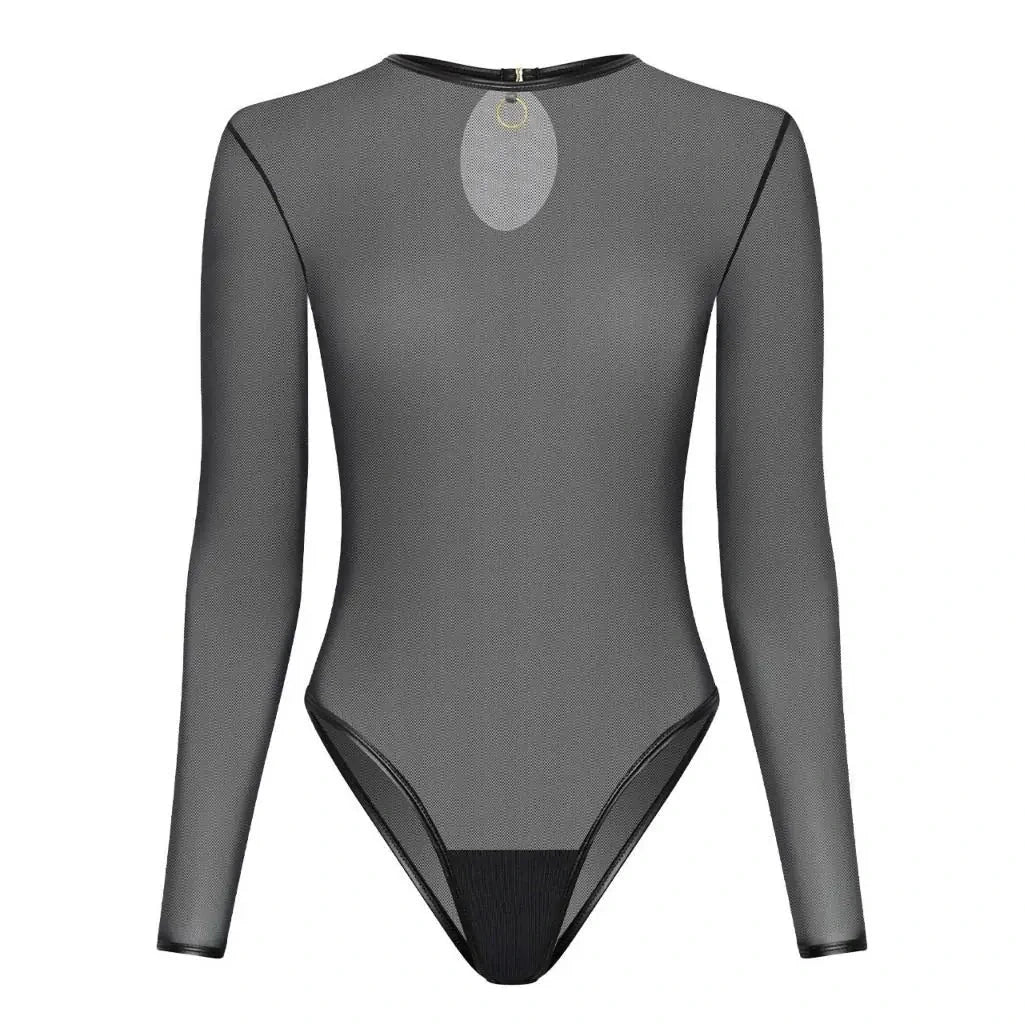 Guilty Pleasure Silhouette Collection Lingering Longsleeve Body Mesh Teddy Small - Extra Large on a white background