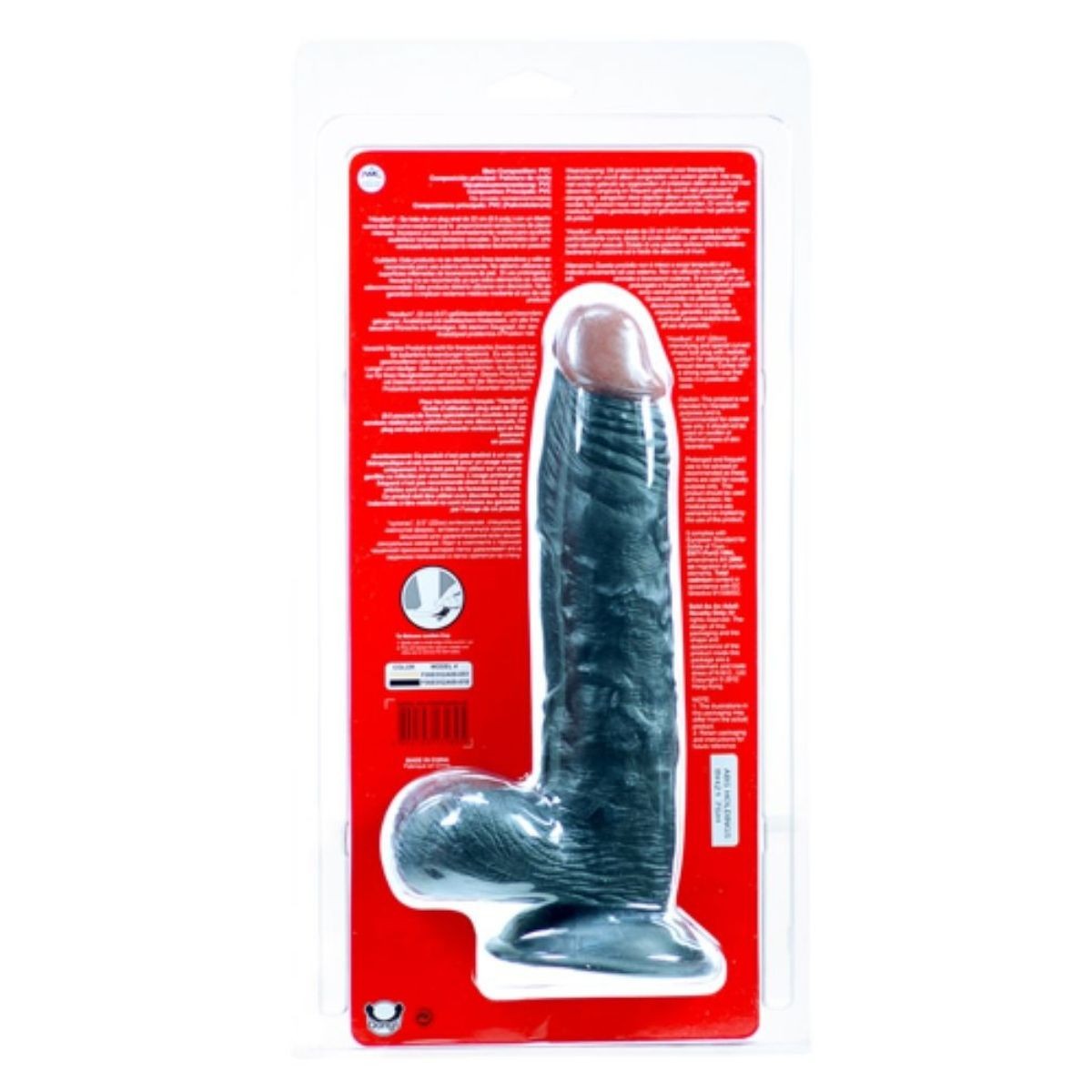 Sexual product packaging with red label on a white background