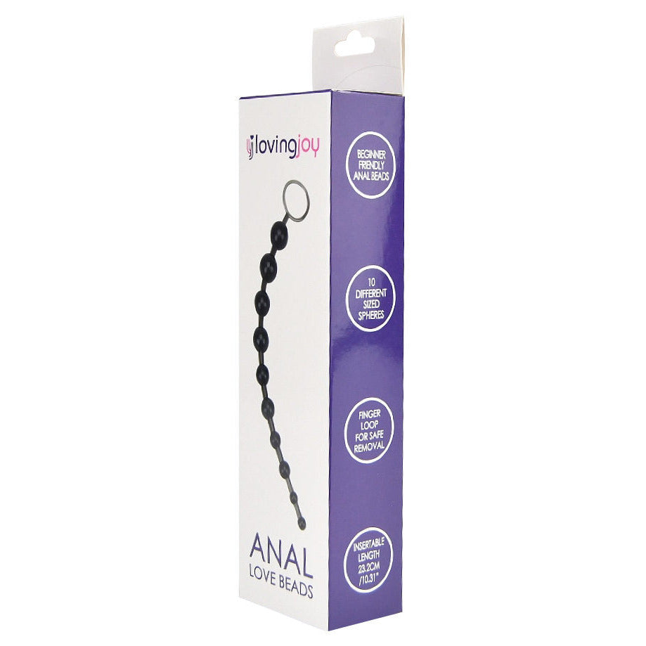 Loving Joy Anal Love Beads Jelly Black 12.5 Inch on a white background