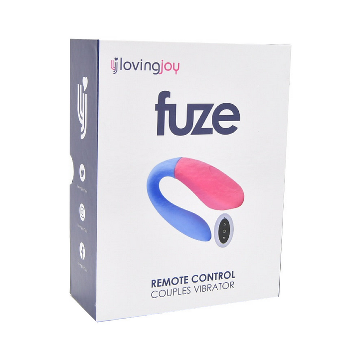 Loving Joy Fuze remote control couples vibrator packaging on a white background