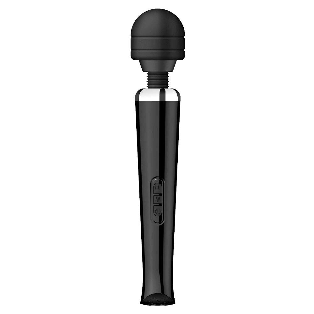 Black handheld massager on a white background