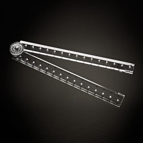 Transparent protractor on a dark background