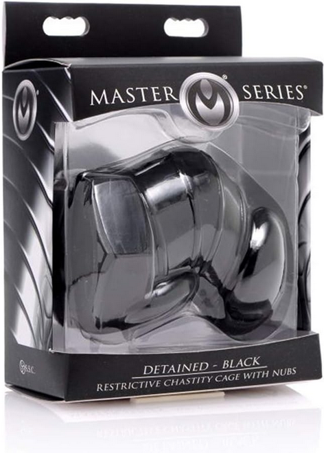 Master Series Detained black chastity cage packaging