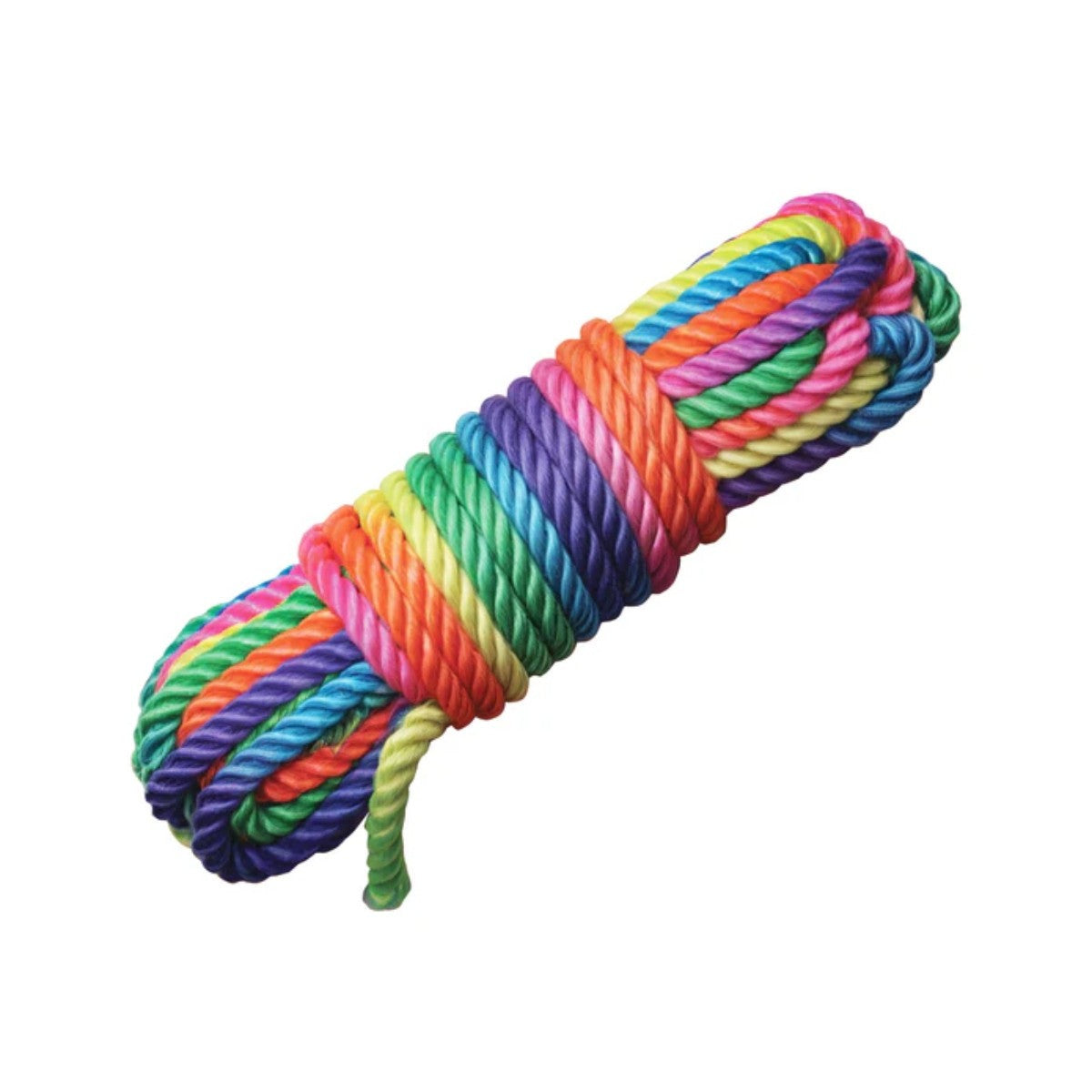 Multicolored rope knot on a white background