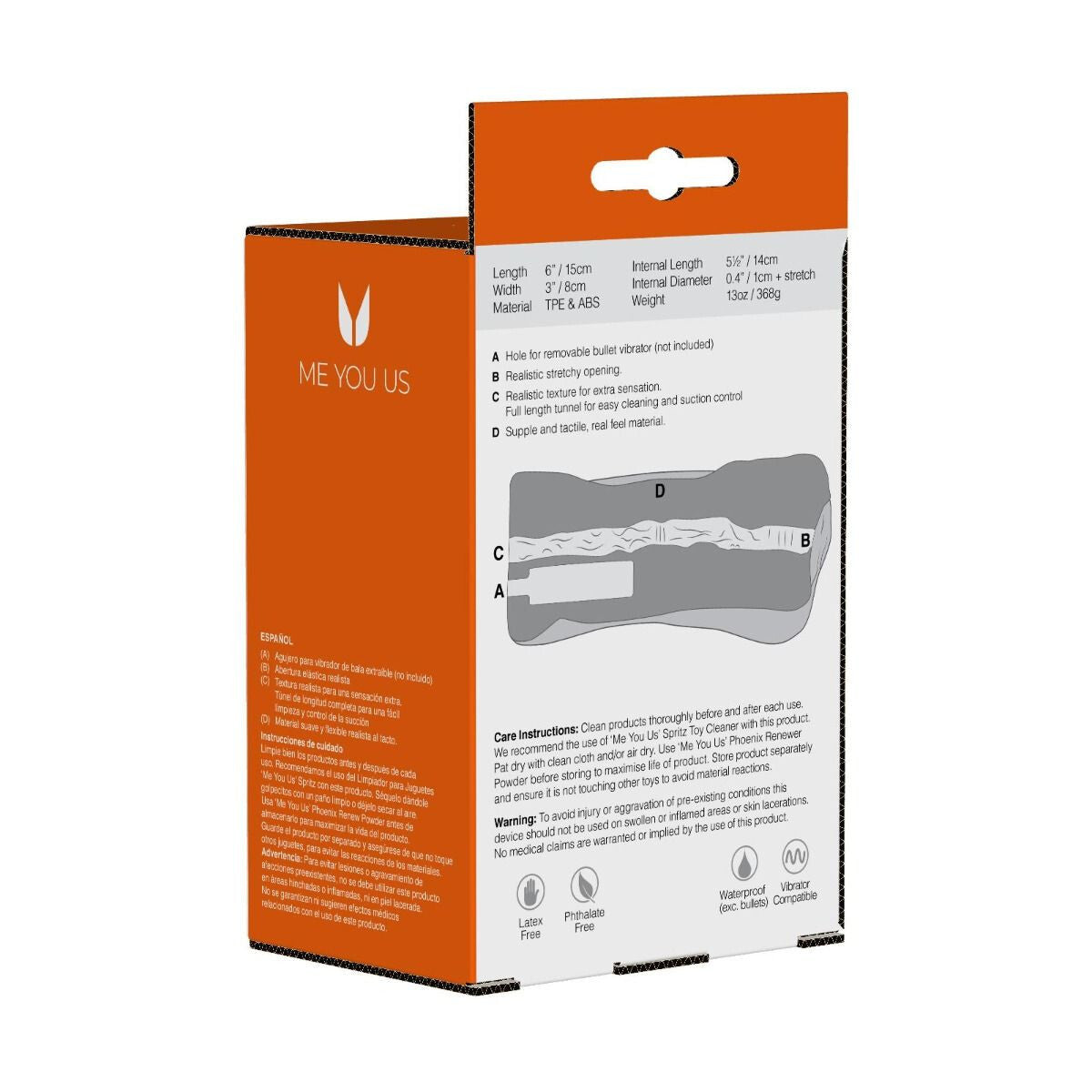 Product packaging with orange and white design, featuring text and a logo.