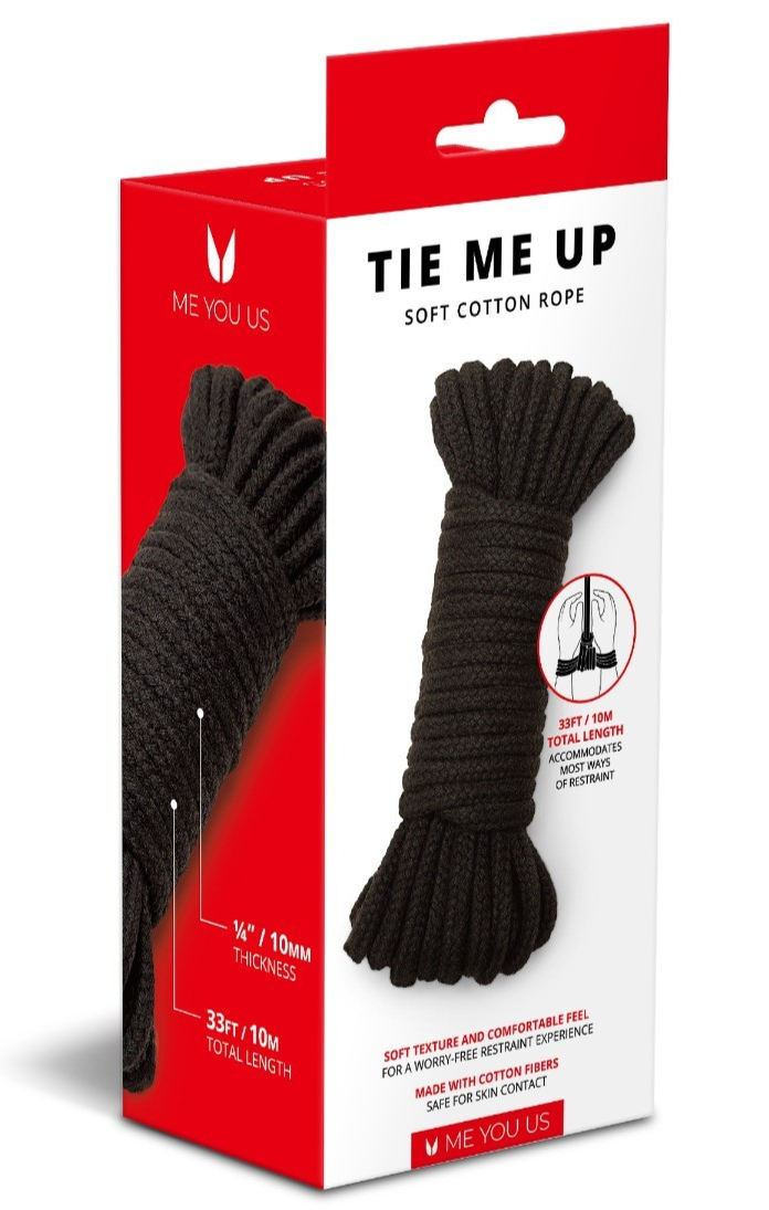 Box of 'Tie Me Up' soft cotton rope with red and white design