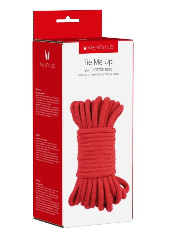 Red cotton rope in a 'Me You Us' packaging on a white background