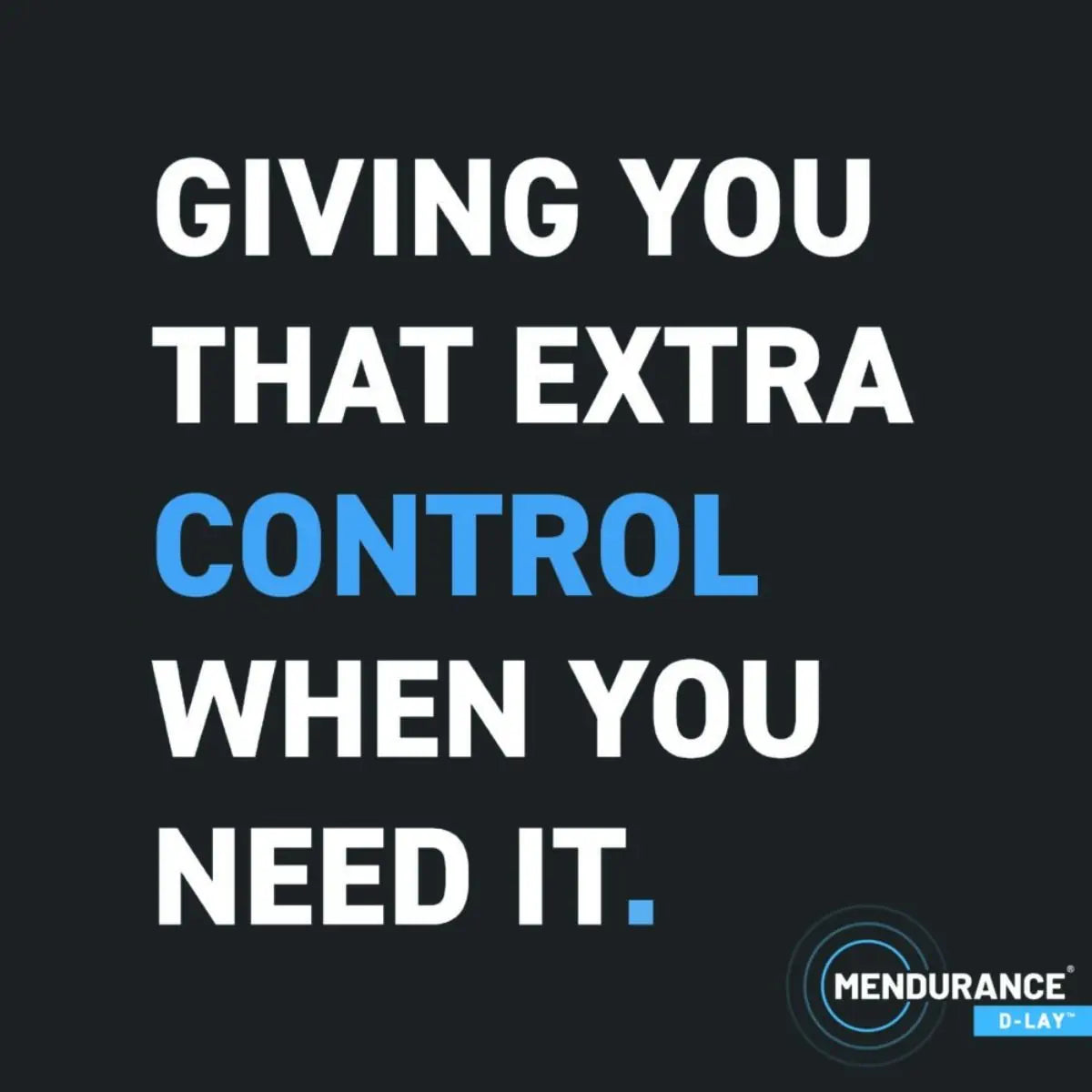 Mendurance D-Lay advertisement with motivational text on a black background