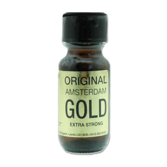 Bottle of Original Amsterdam Gold Extra Strong on a white background