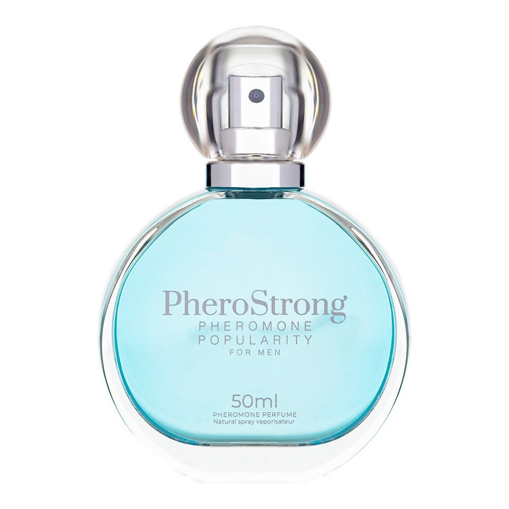 Perfume bottle labeled 'PheroStrong' on a white background