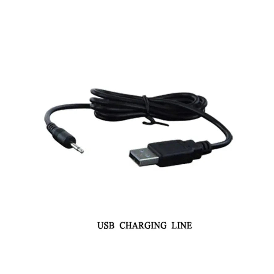 Black USB charging line on a white background