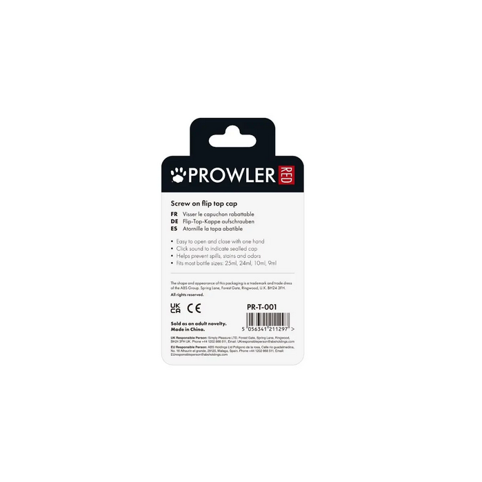 Prowler Red packaging with screw-on flip top cap on a white background
