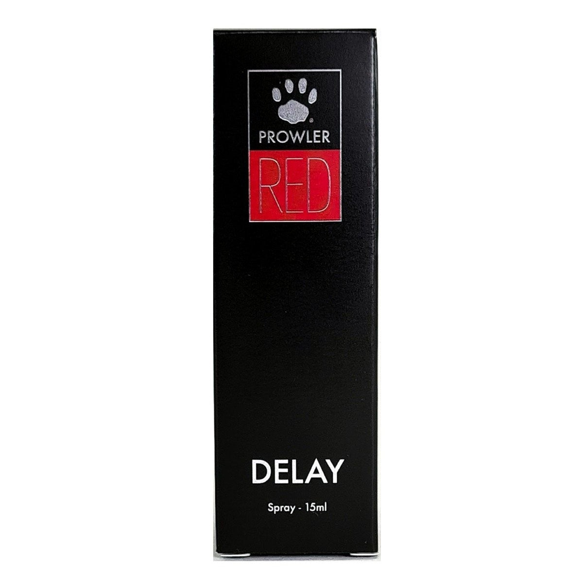Black box of Prowler Red Delay spray on a white background