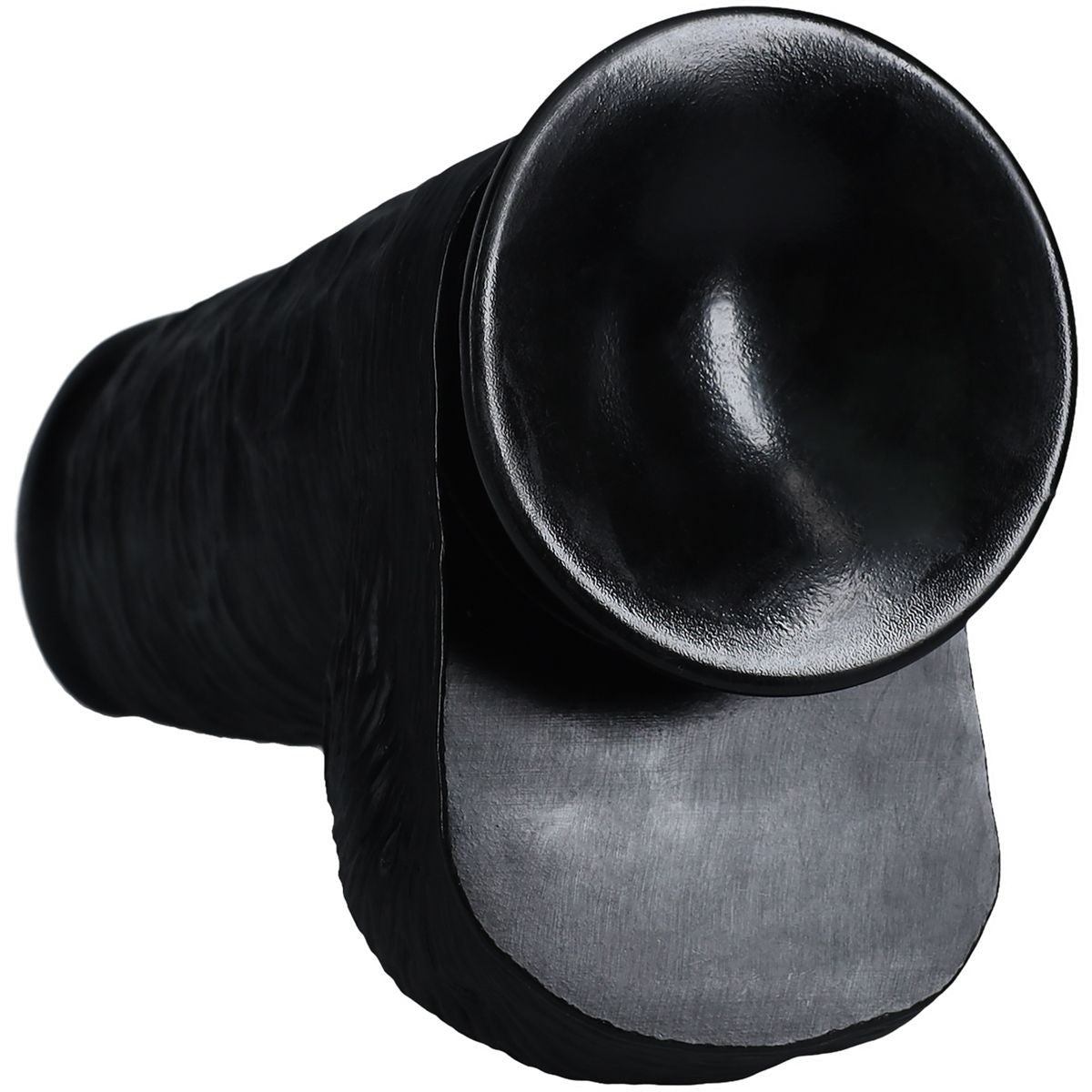 RealRock Extra Thick Suction Cup Dildo Cock Balls Black Realistic Veiny 10 Inch