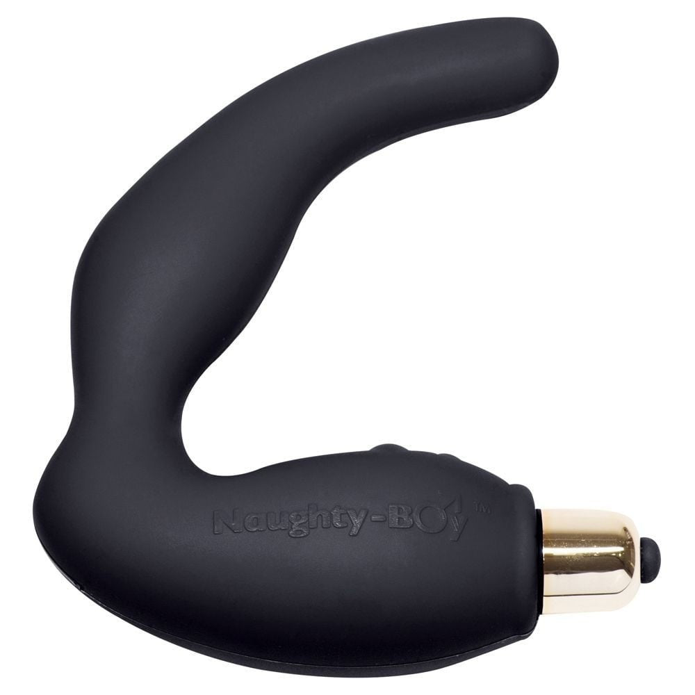 Black and gold device with 'Naughty-BOY' branding on a white background