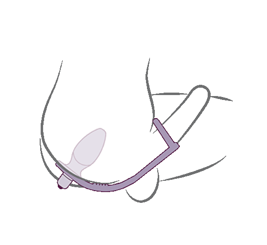 Simplified line drawing of a lasso cock ring on a white background