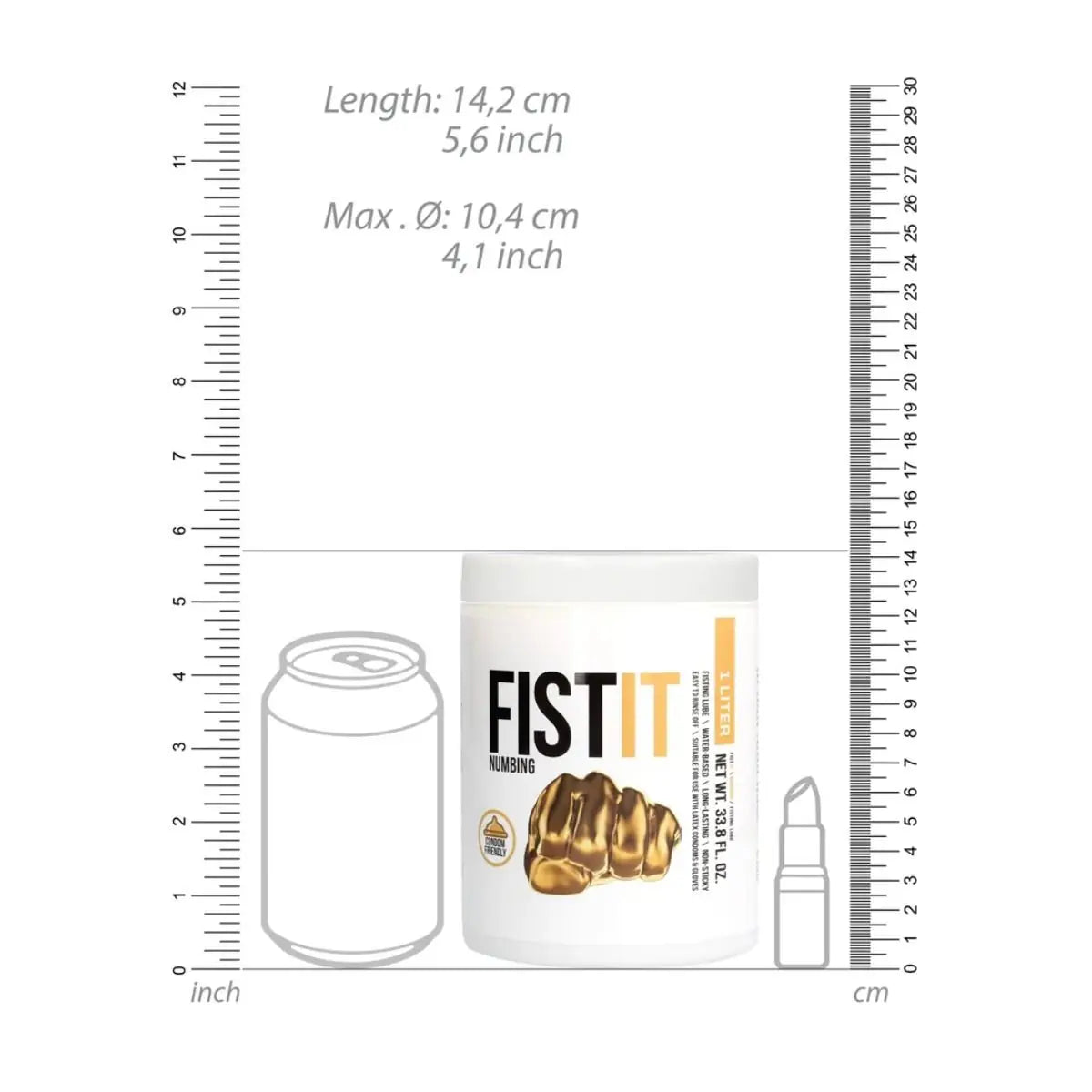 Shots Toys Fist It Numbing Gel Water Based Anal Lubricant 1 Litre on a white background