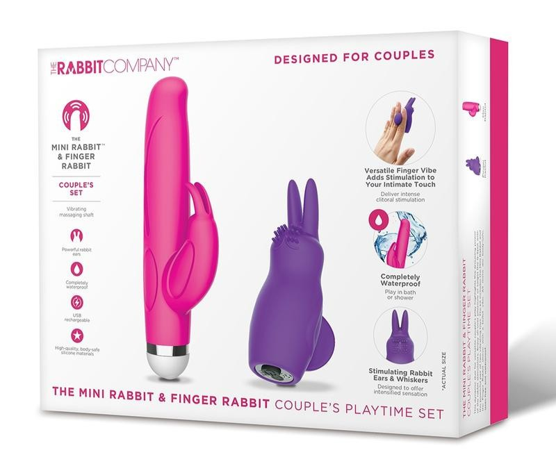 Product packaging for 'The Mini Rabbit & Finger Rabbit Couple's Playtime Set' by The Rabbit Company.