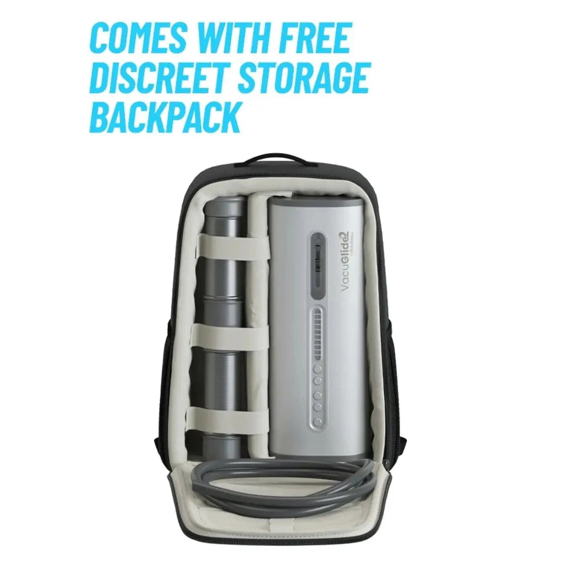 Backpack with free discreet storage backpack text on a white background