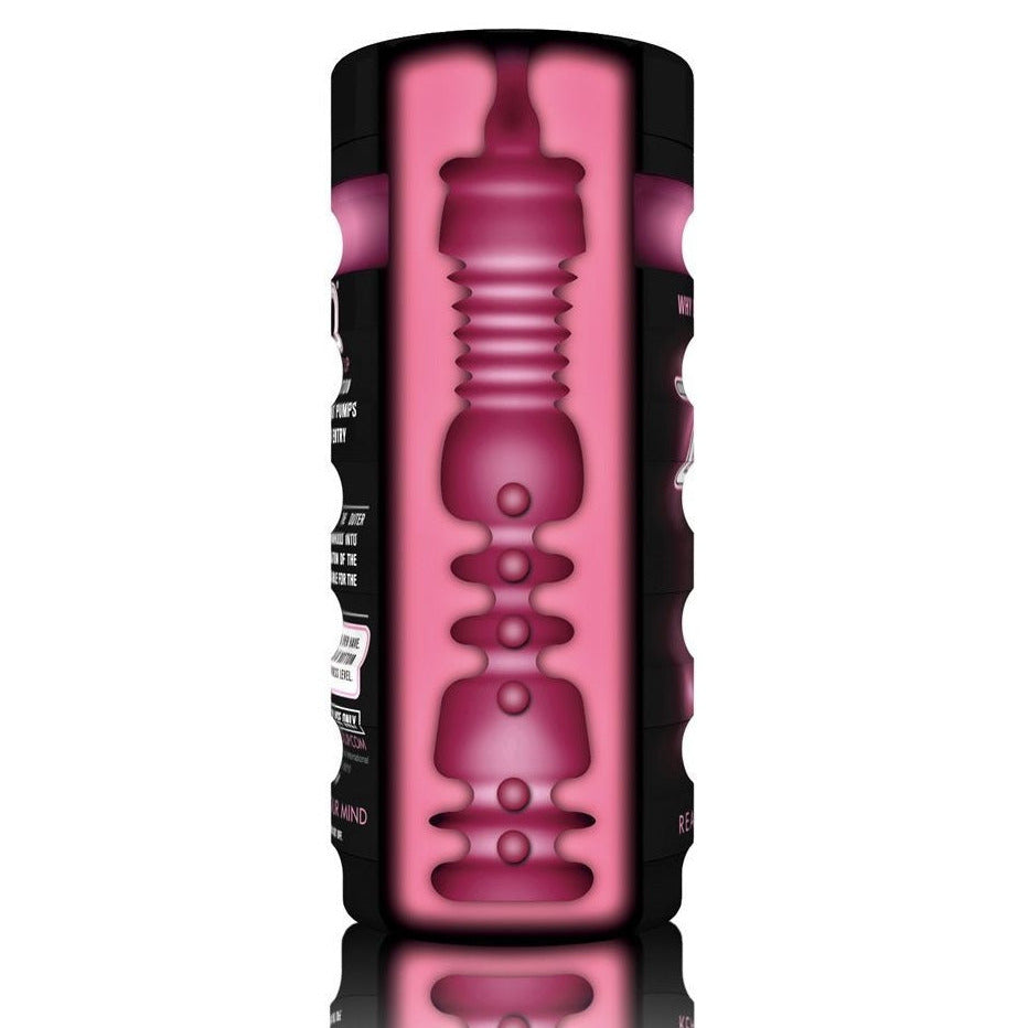 Zolo Deep Throat Pleasure Cup Black Pink Stroker Male Masturbator Ribbed Lubed