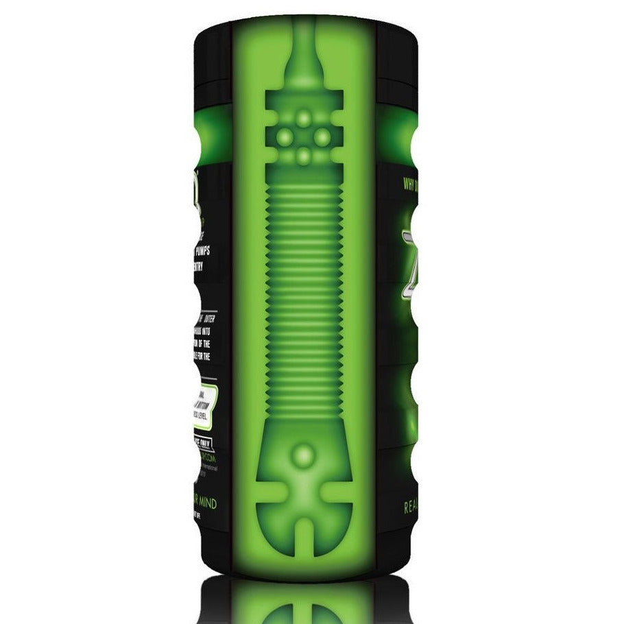 Zolo Original Cup Black Green Stroker Male Masturbator Ribbed Textured Lifelike