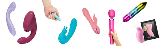 Collection of vibrators on white background