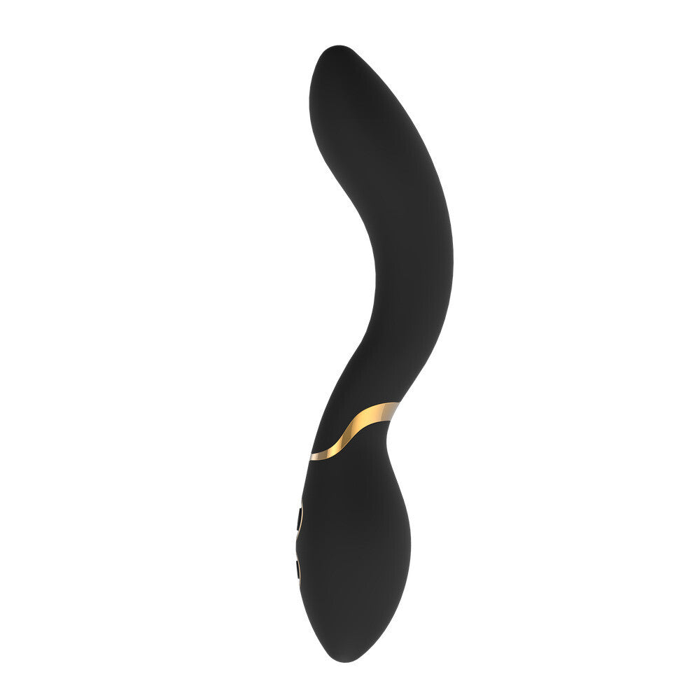 Elite Josephine Clitoral G-Spot Vibrator Black Silicone Waterproof Massager Wand on a white background