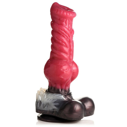 Red silicone product with a black base on a white background