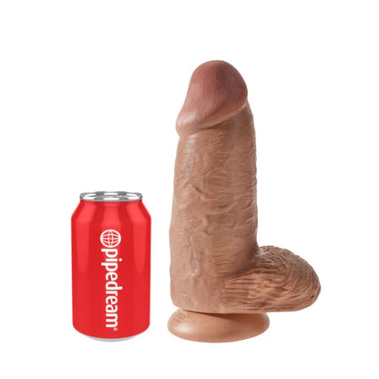 King Cock Chubby 9 Inch Veiny Realistic Thick Suction Cup Dildo With Balls Tan