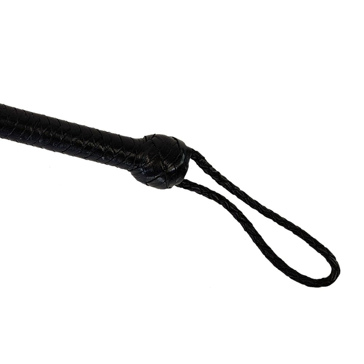 Black leather whip on a white background 4