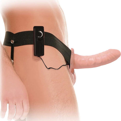 6 Inch Vibrating Hollow Strap On Dildo Penis Sleeve Realistic Extender Extension