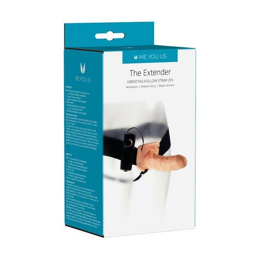 Package of 'The Extender' product with blue and white design.