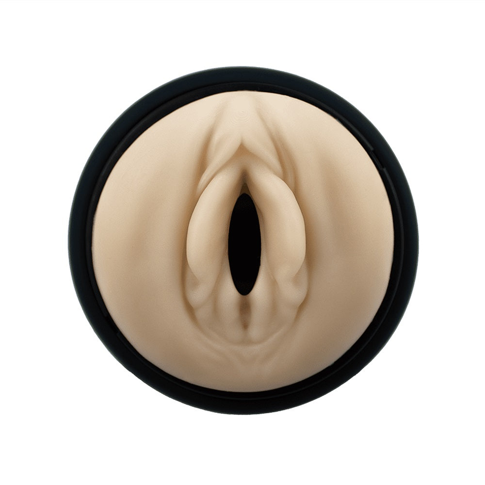 Close-up of a vagina with a black rim on a white background