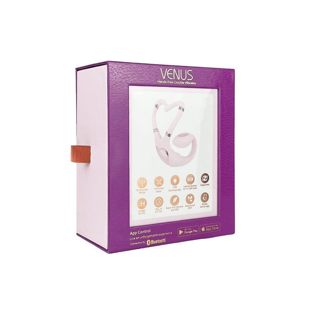 Purple and white packaging of a product with 'Venus' branding on a white background