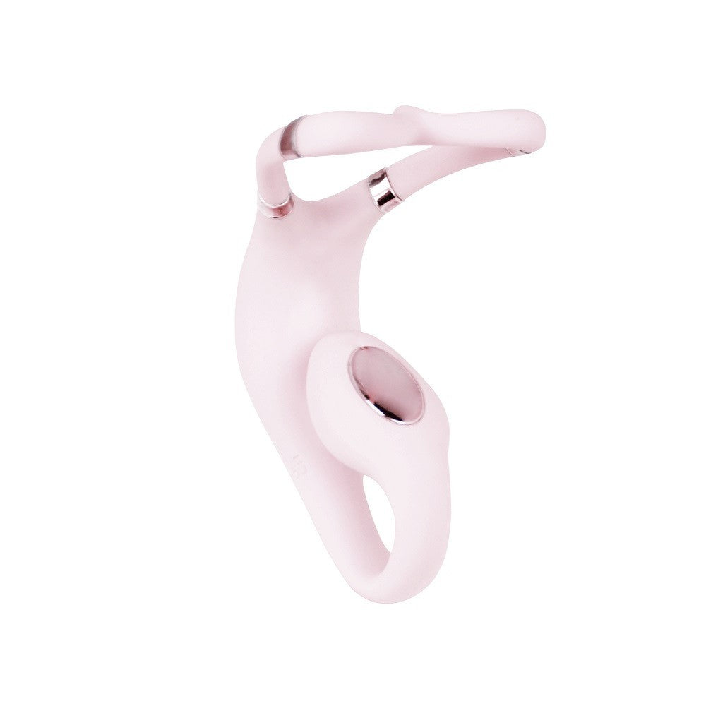 Pink silicone vibrator on a white background