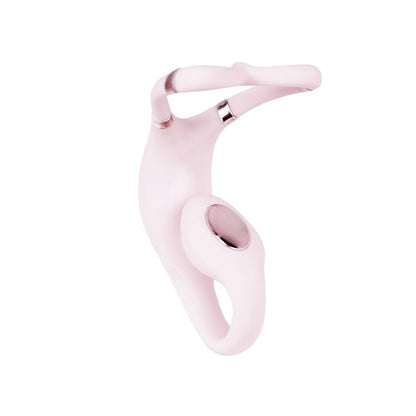 Pink silicone vibrator on a white background