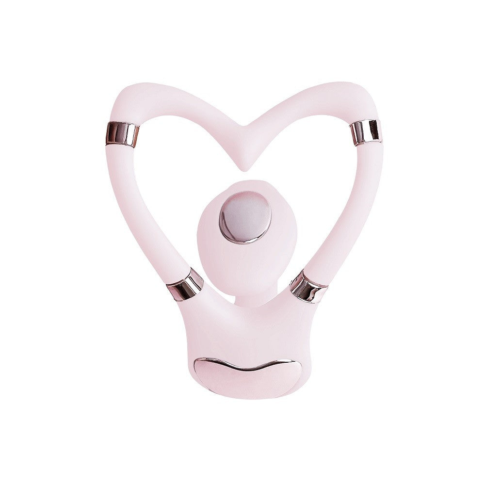 Pink heart-shaped electronic device on a white background