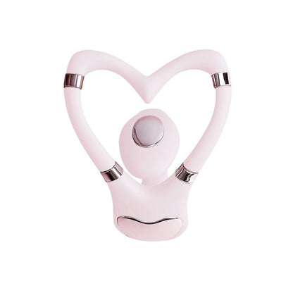 Pink heart-shaped electronic device on a white background